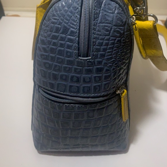 Vachetta Italian leather luxe satchel purse w/ calf hair & ostrich detail. - Picture 2 of 7